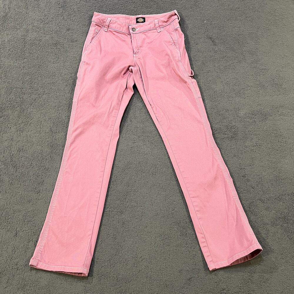 Dickies Pink Carpenter Cargo Pants Utility Workwear Cotton Stretch-Women's Sz26